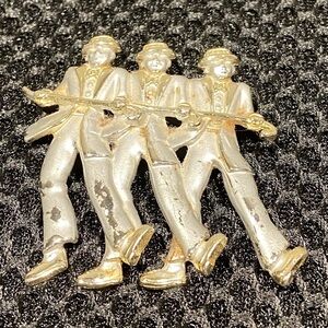 Gold/Silver Tone. Satin Finish Vintage Tap
Dancing Men Brooch Pin